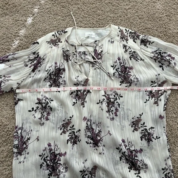 Aritzia Wilfred Floral Flowy Purple Cream Blouse - Picture 7 of 12